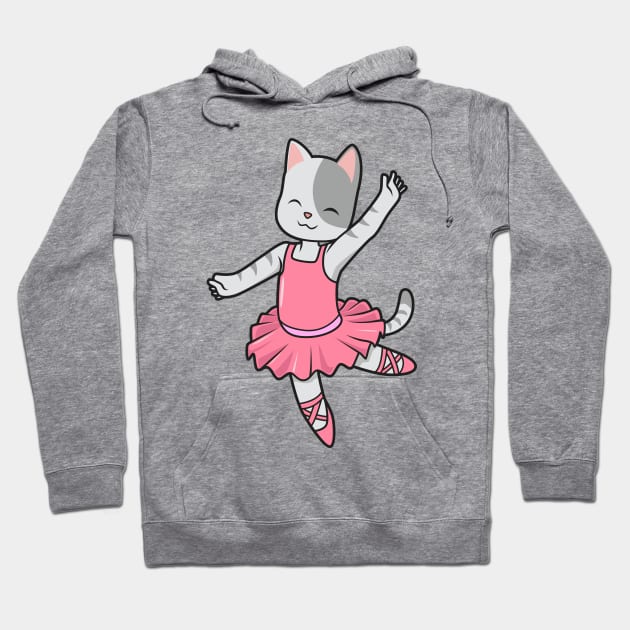 Cartoon cat dances ballet - ballerina Hoodie by Modern Medieval Design